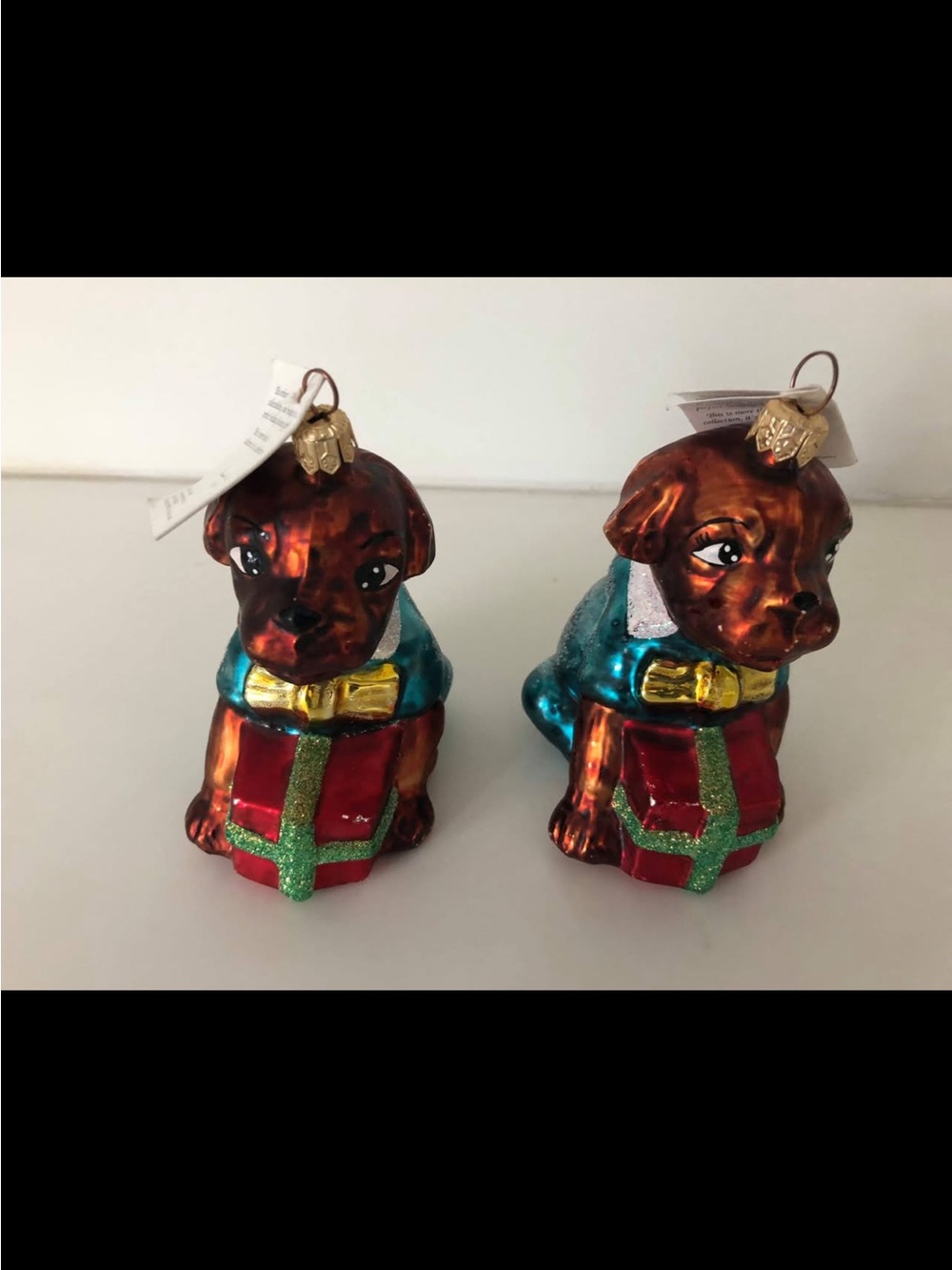 Christopher Radko Glass Dog Ornament with Red Gift